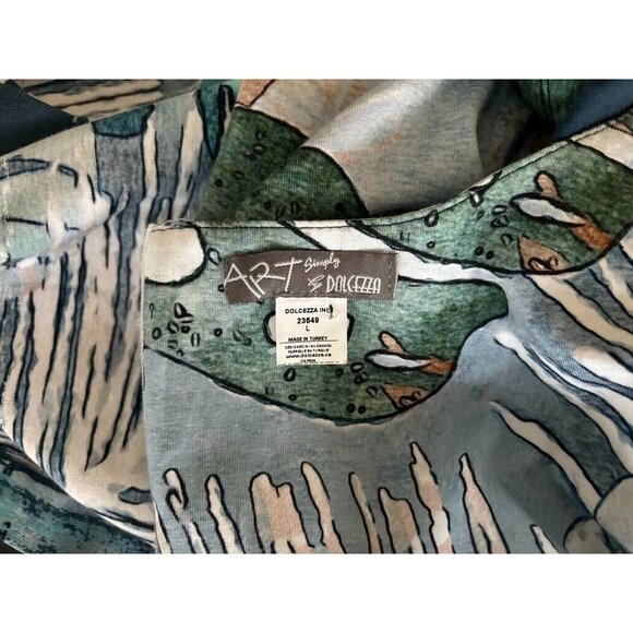 SIMPLY ART by Dolcezza Dress Size Large Blue Tropical Back Zipper - Picture 3 of 8